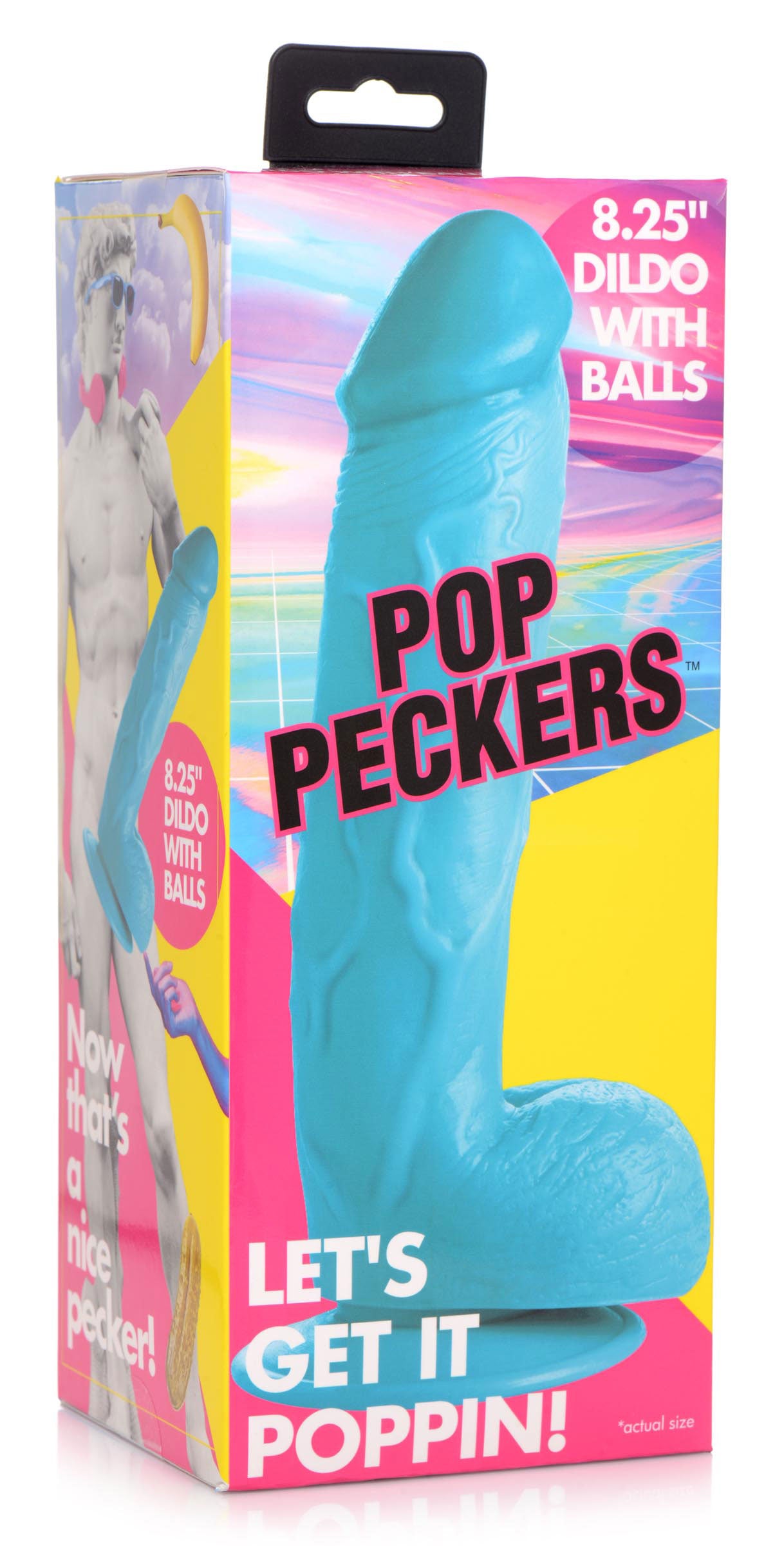 Pop Pecker 8.25 Inch Dildo With Balls - Blue - Not Very Vanilla