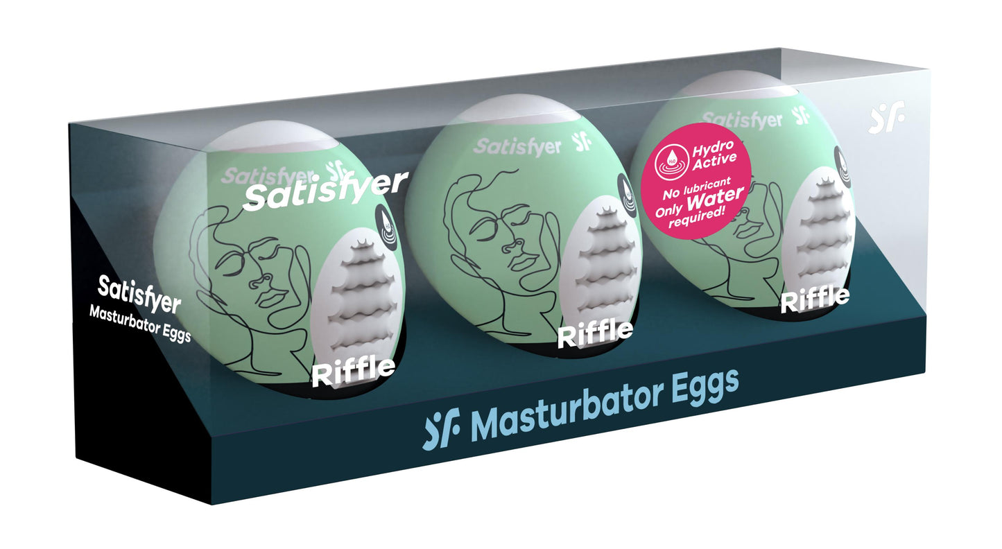 3 Pc Set Masturbator Egg - Riffle - Light Green - Not Very Vanilla