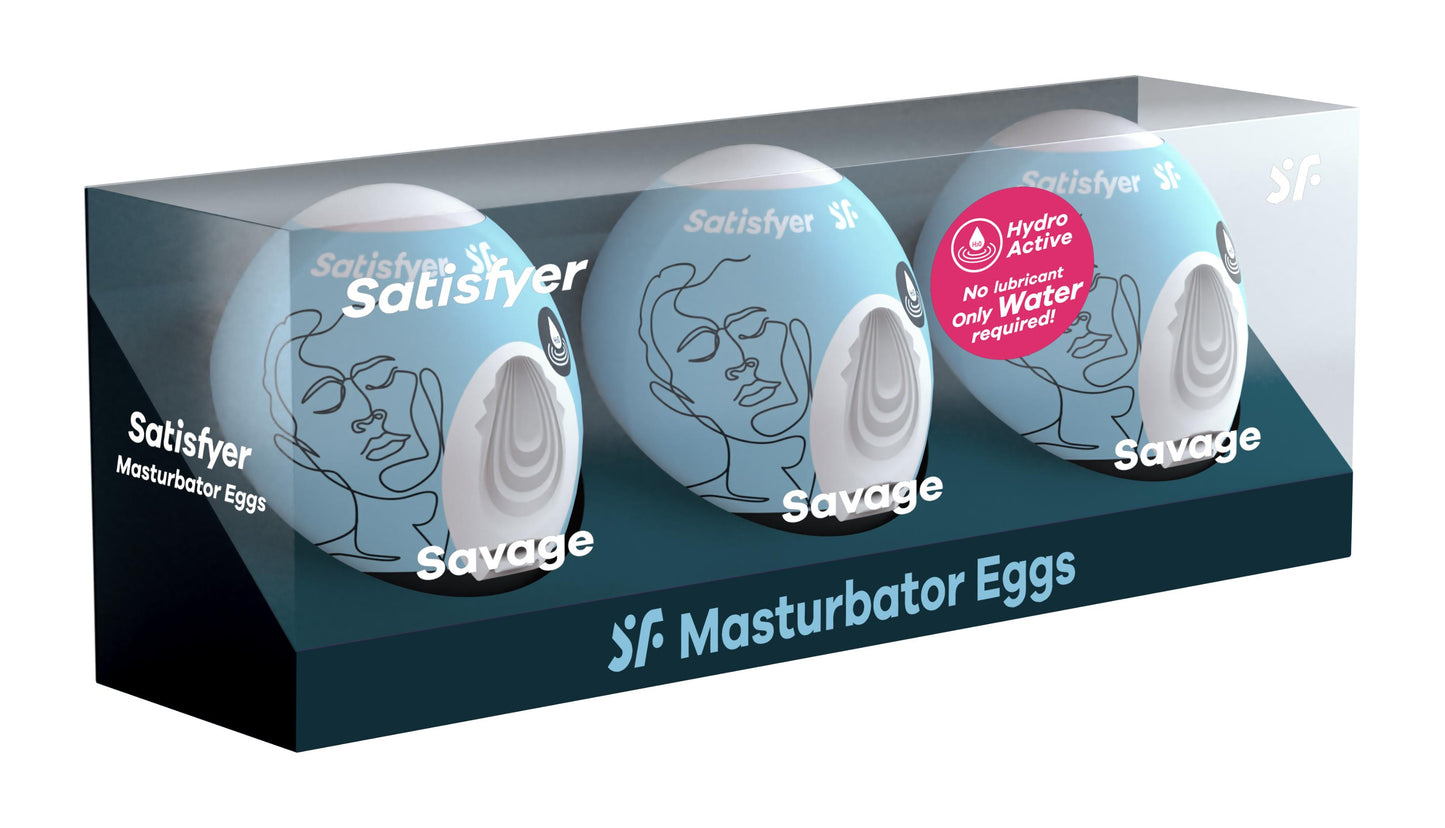 3 Pc Set Masturbator Egg - Savage - Blue - Not Very Vanilla