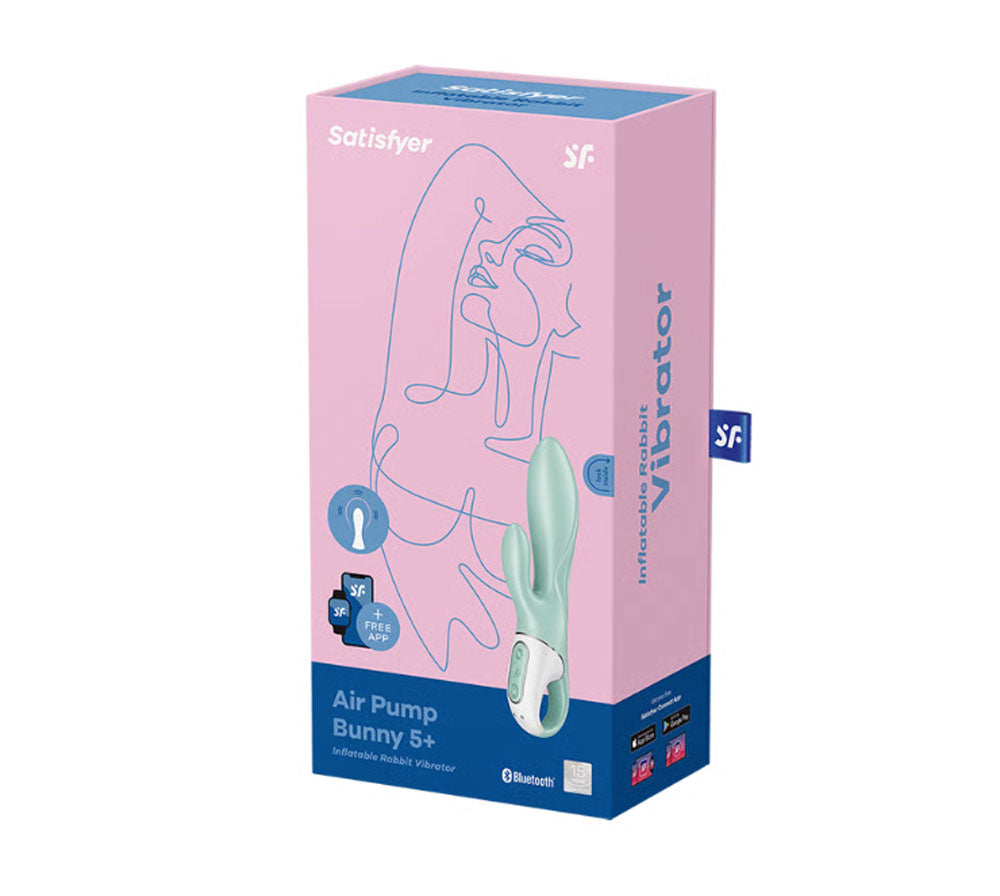 Satisfyer Air Pump Bunny 5 Plus Inflatable Rabbit Vibrator - Mint - Not Very Vanilla