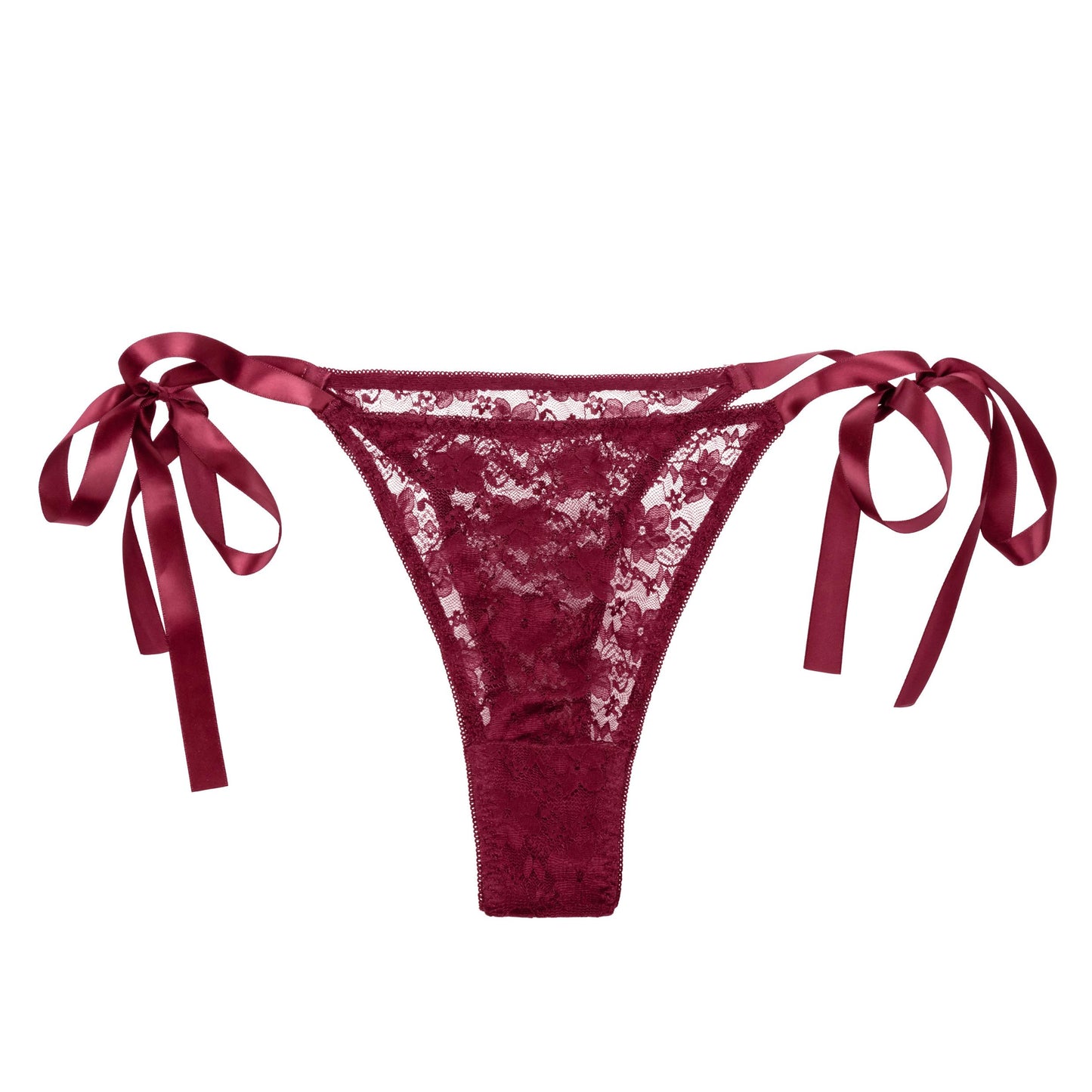 Remote Control Lace Thong Set - Burgundy - Not Very Vanilla