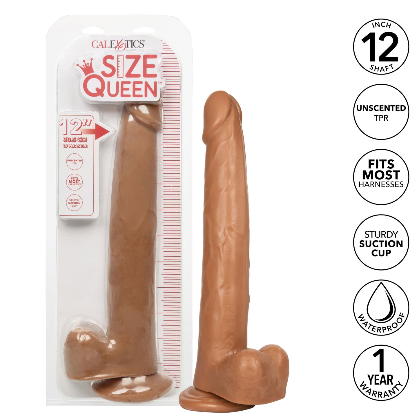 Size Queen 12 inch/30.5 Cm - Brown - Not Very Vanilla