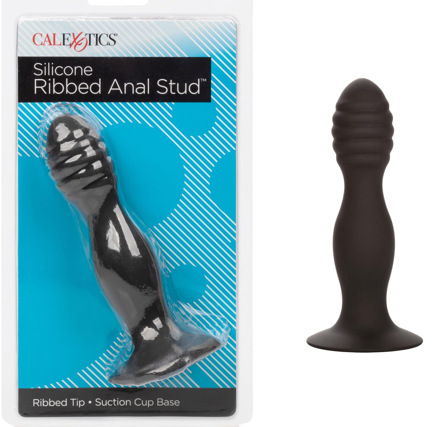 Silicone Ribbed Anal Stud - Black - Not Very Vanilla