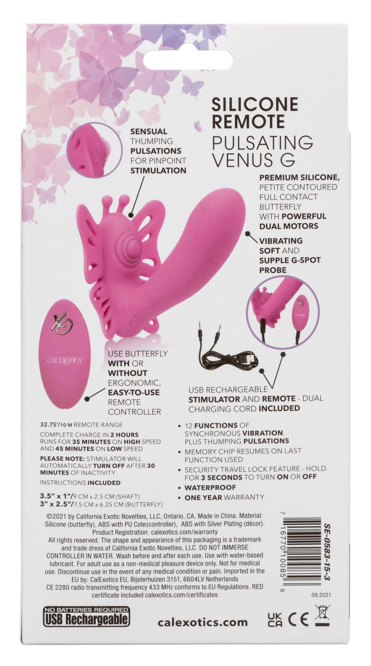 Venus Butterfly Silicone Remote Pulsating Venus G - Pink - Not Very Vanilla