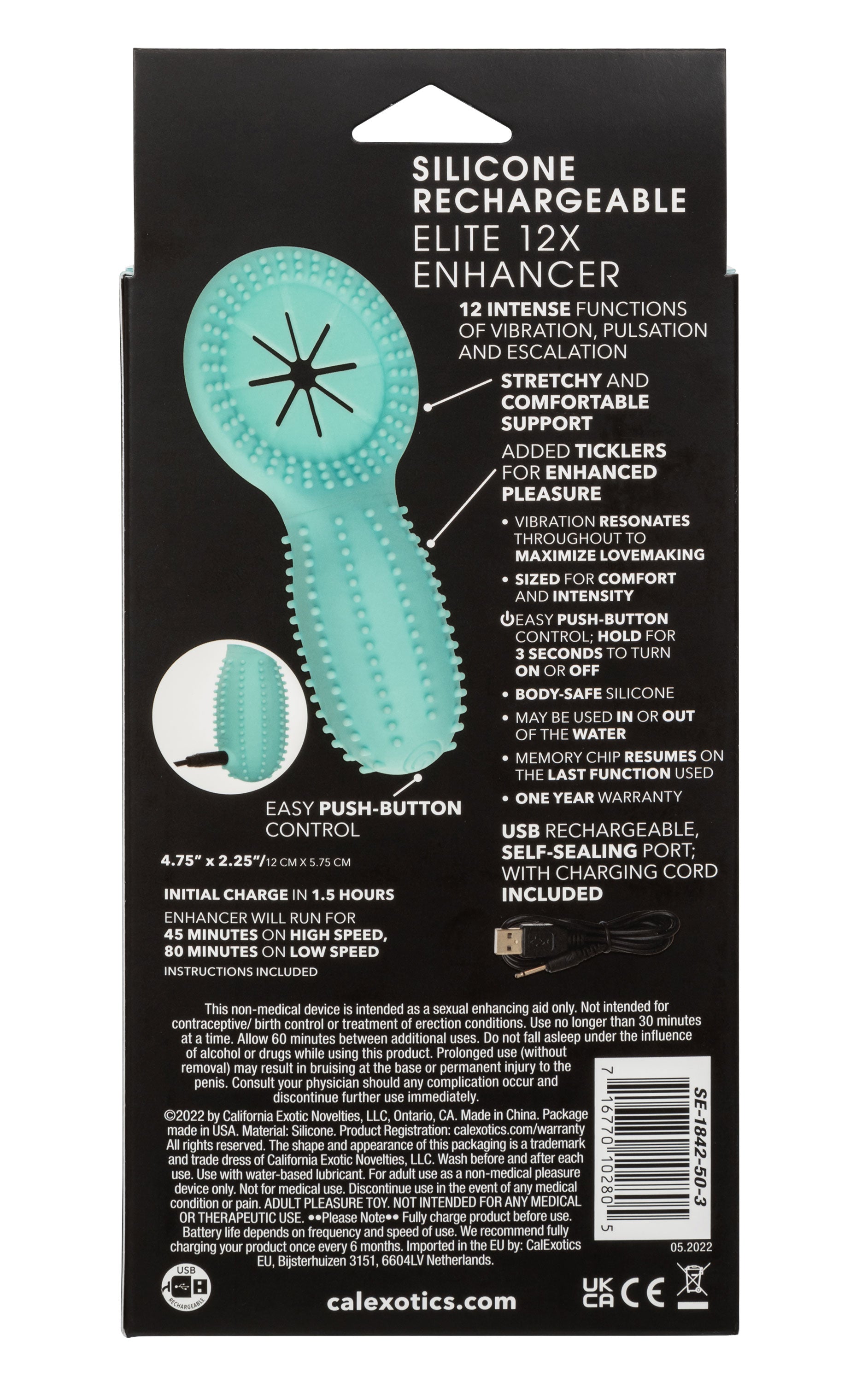 Silicone Rechargeable Elite 12x Enhancer - Teal - Not Very Vanilla