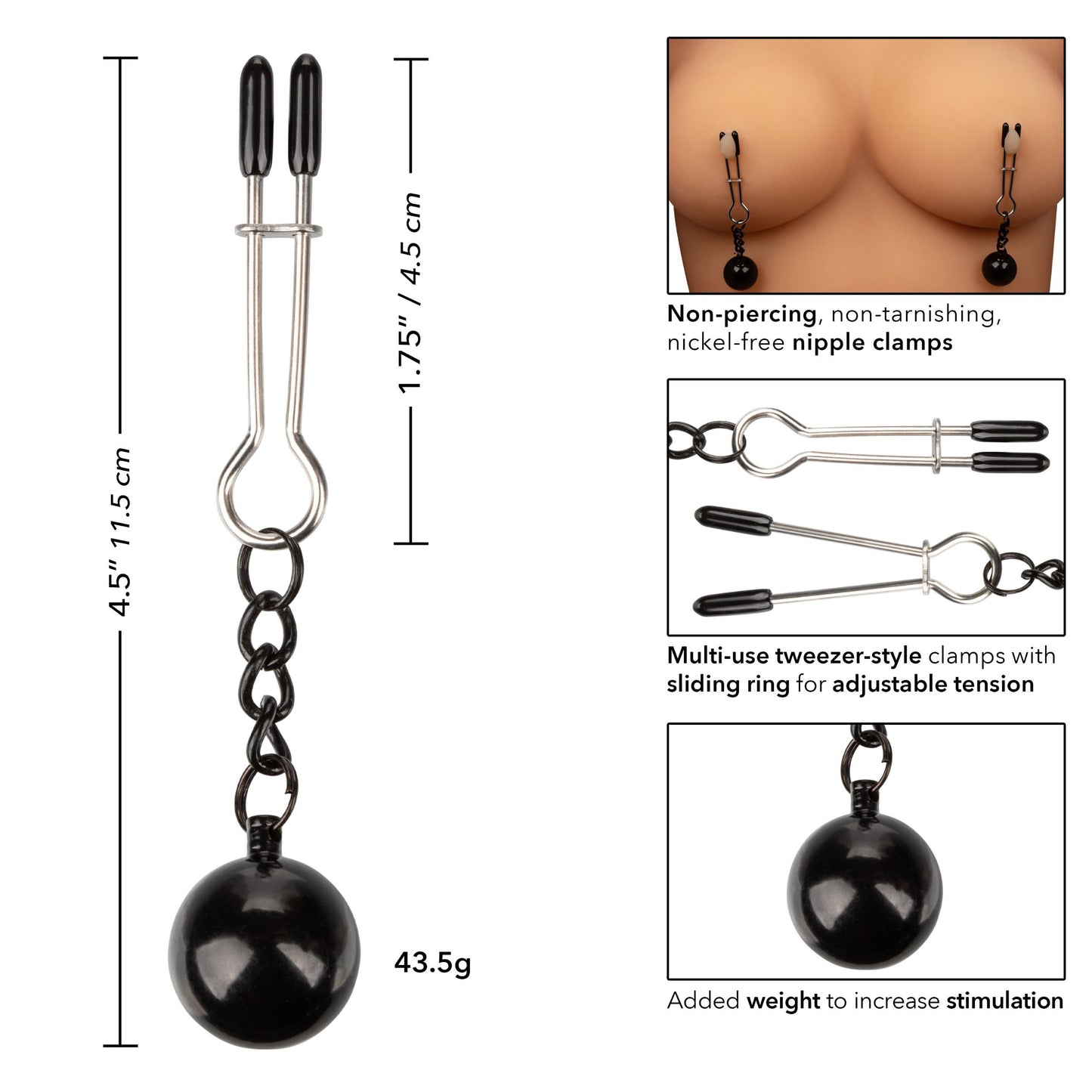 Nipple Grips Weighted Tweezer Nipple Clamps - Not Very Vanilla