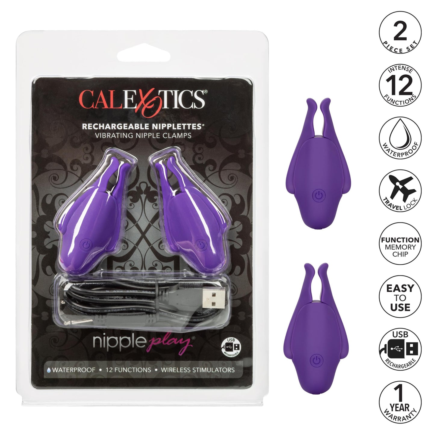 Nipple Play Rechargeable Nipplettes - Purple - Not Very Vanilla