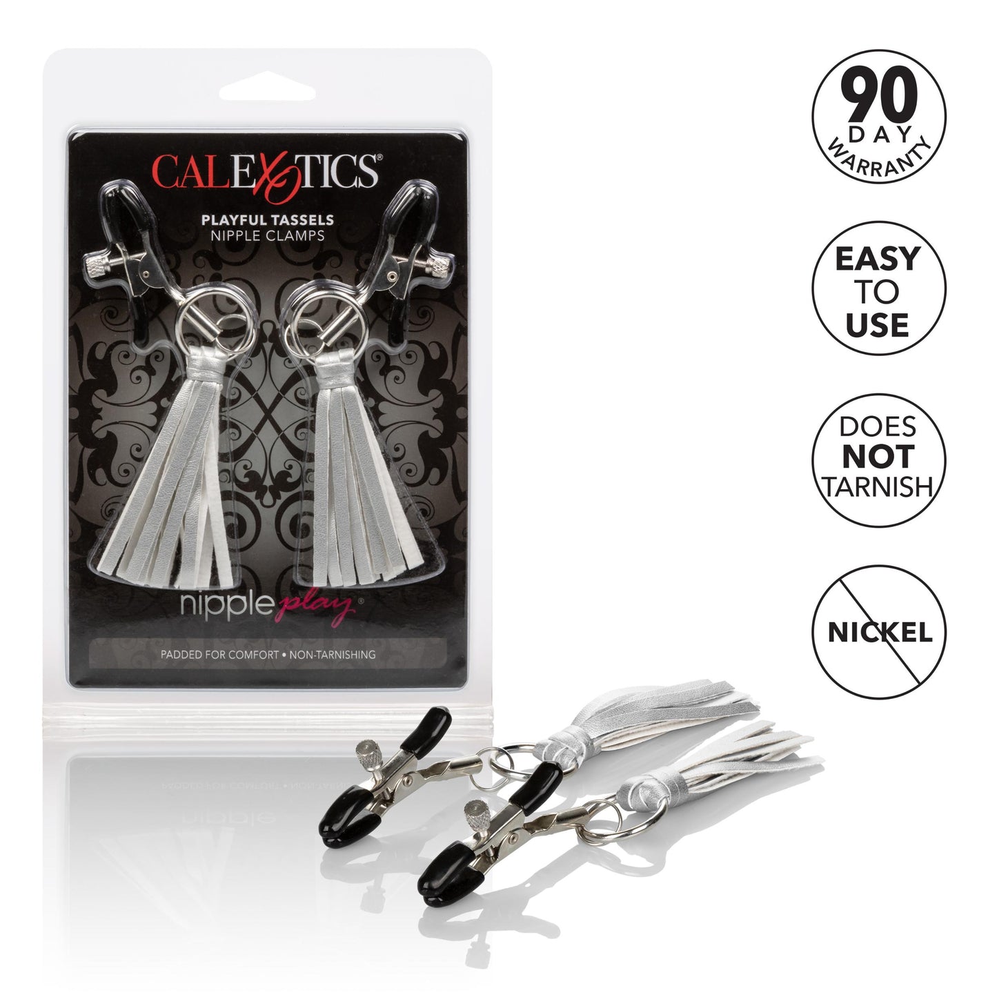 Nipple Play Playful Tassels Nipple Clamps - Silver - Not Very Vanilla