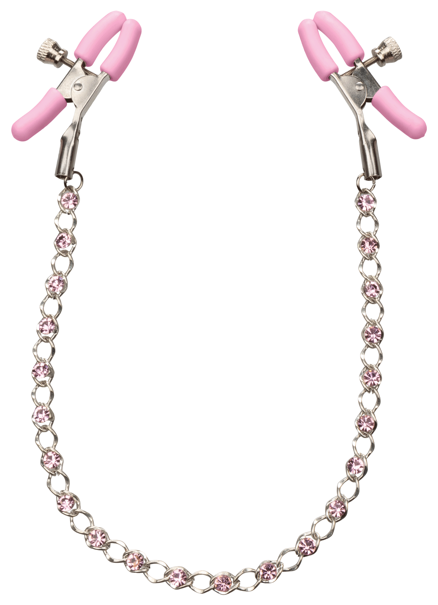 Nipple Play Crystal Chain Nipple Clamps - Pink - Not Very Vanilla