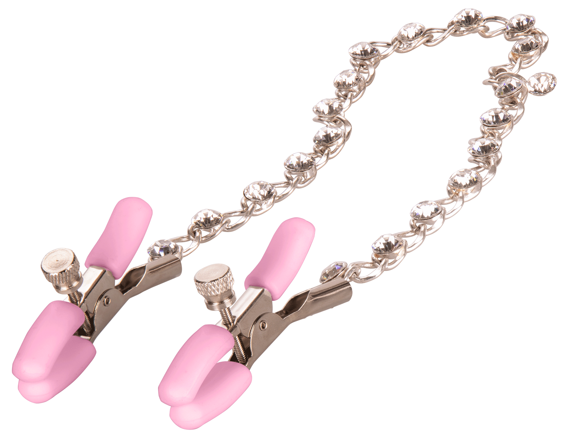 Nipple Play Crystal Chain Nipple Clamps - Pink - Not Very Vanilla