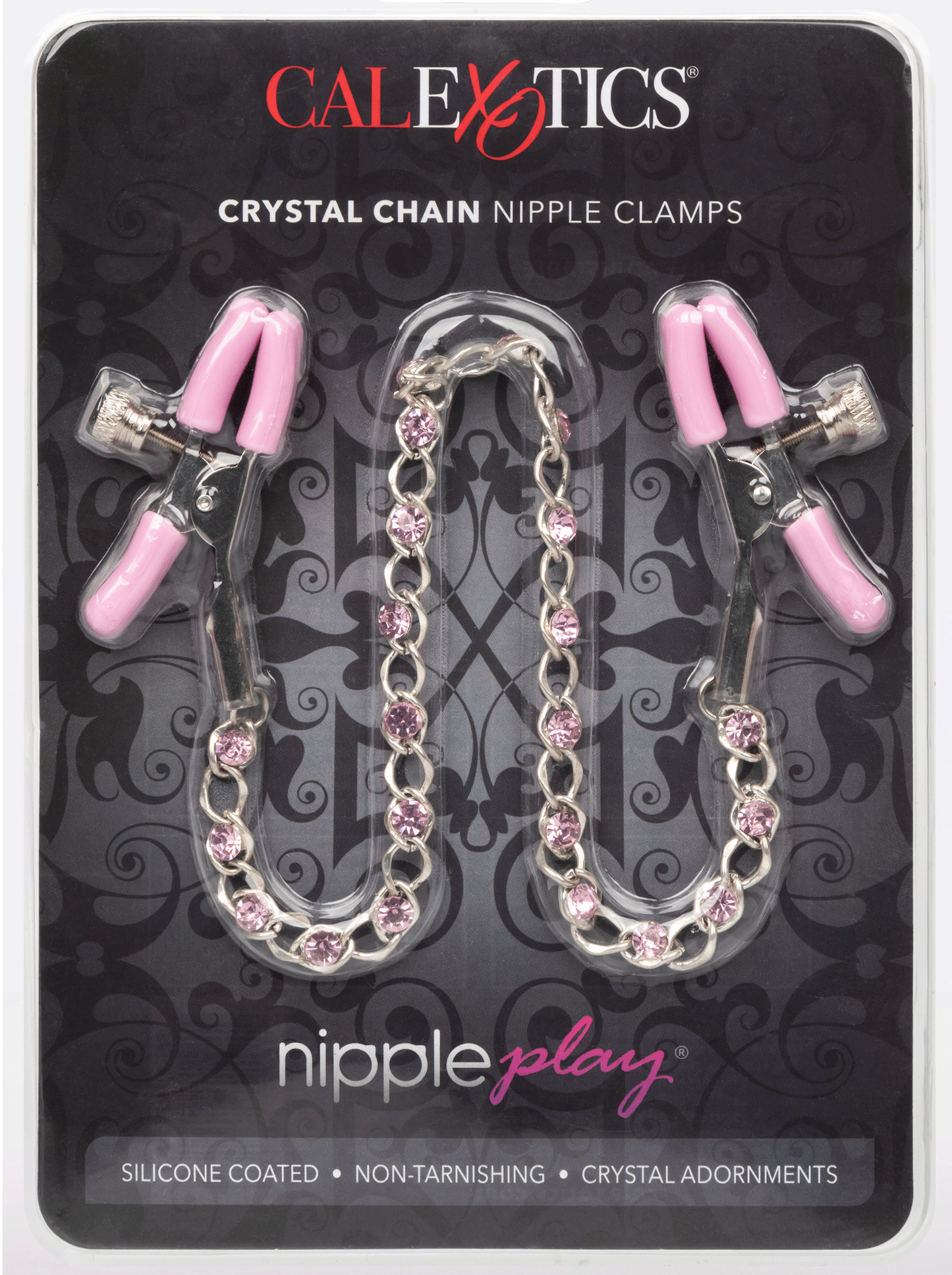 Nipple Play Crystal Chain Nipple Clamps - Pink - Not Very Vanilla