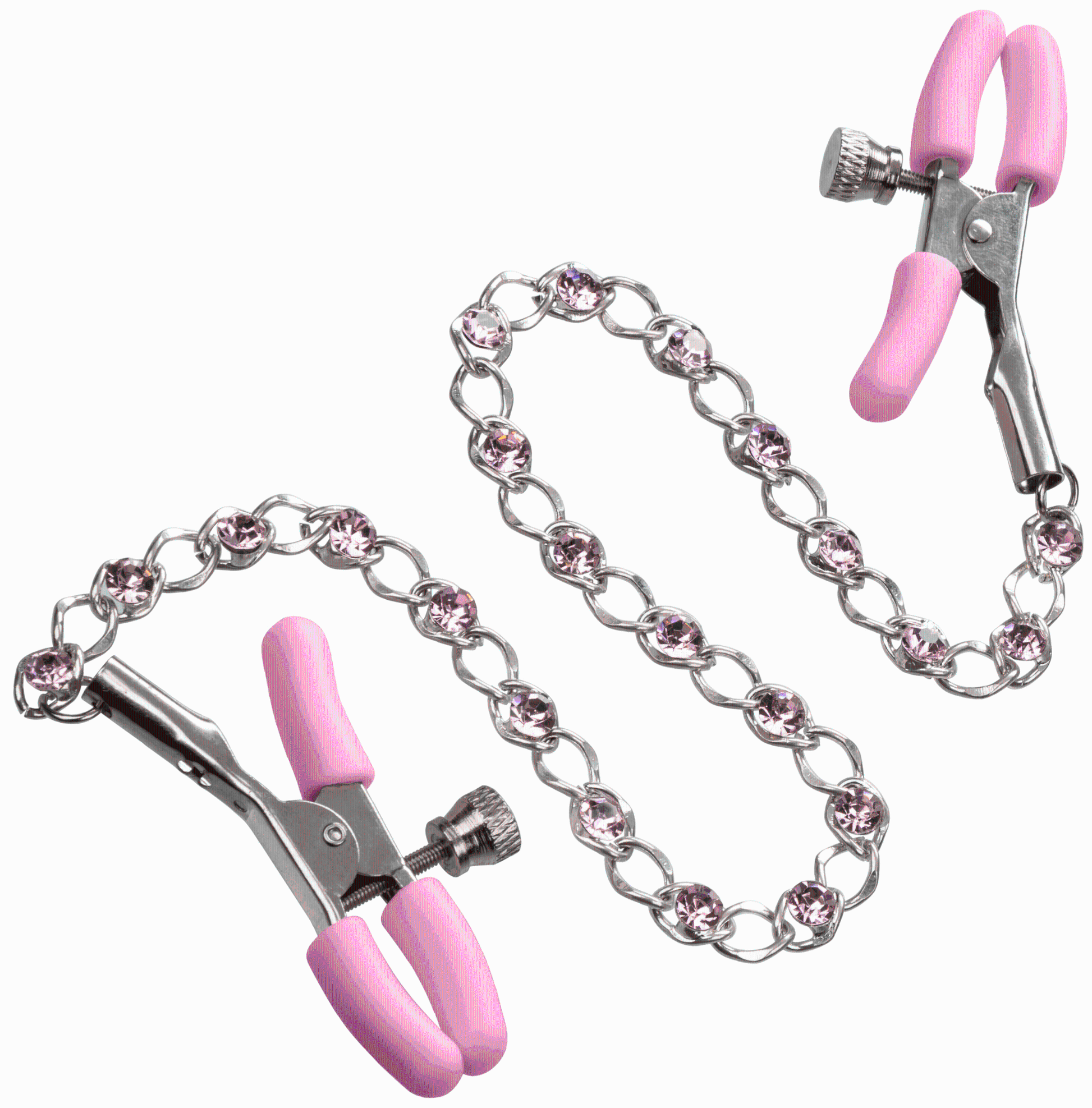 Nipple Play Crystal Chain Nipple Clamps - Pink - Not Very Vanilla