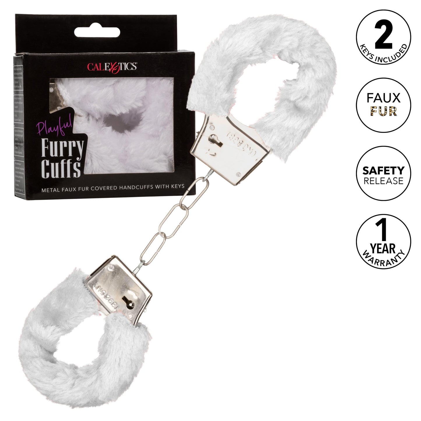 Playful Furry Cuffs - White - Not Very Vanilla