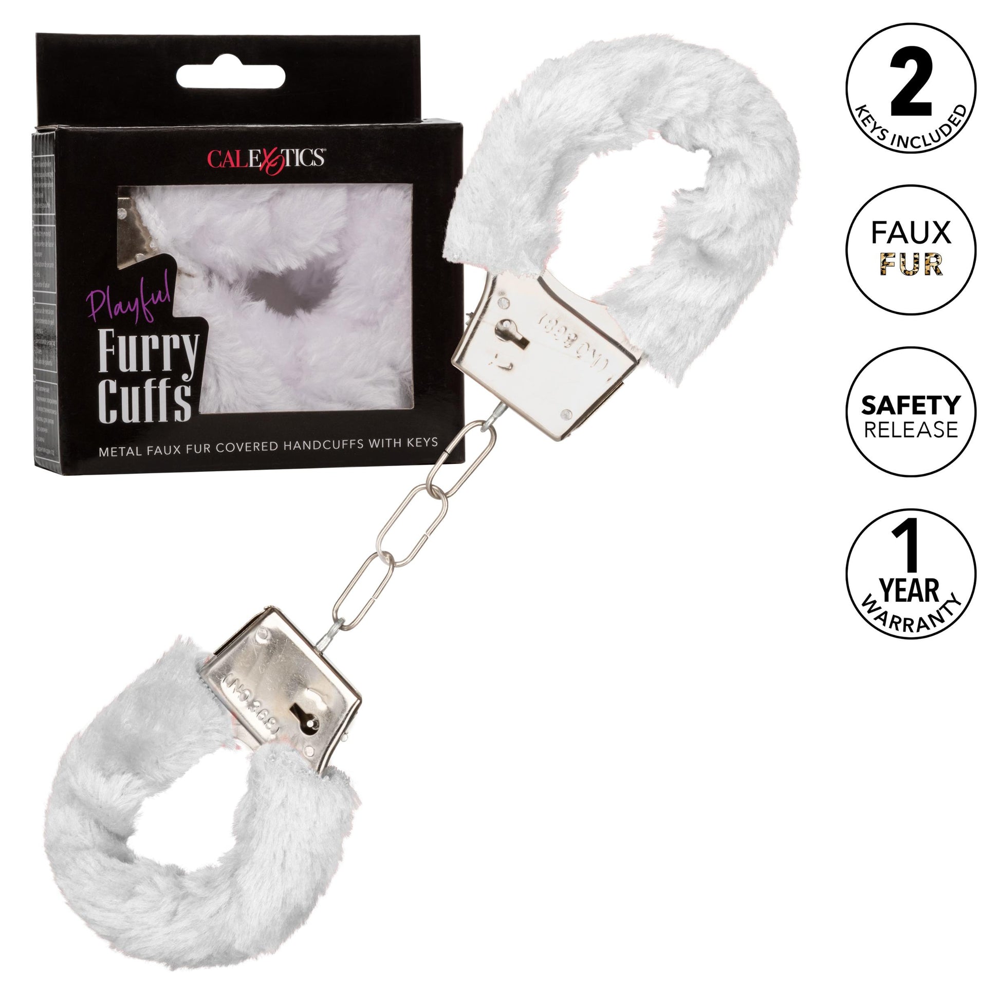 Playful Furry Cuffs - White - Not Very Vanilla