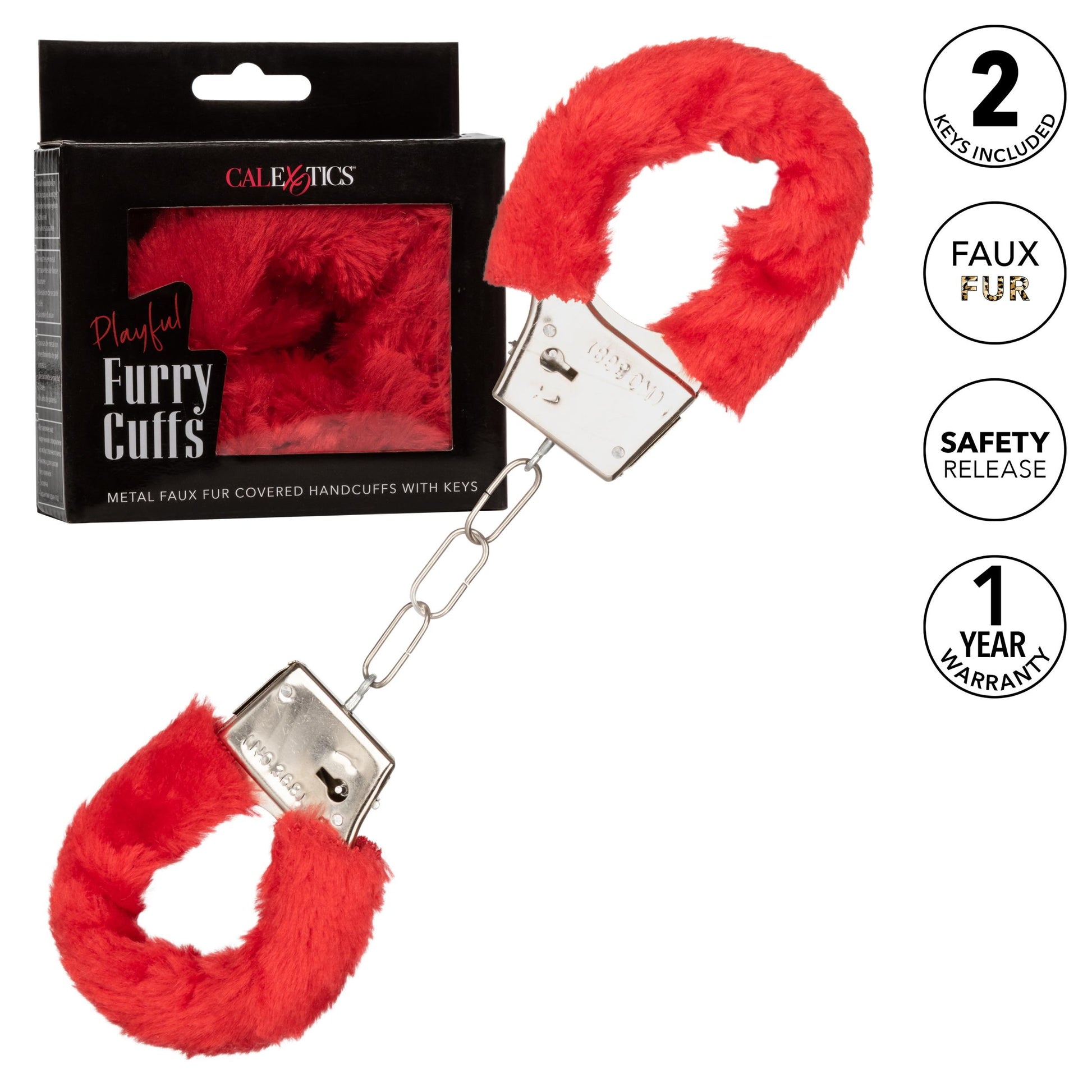 Playful Furry Cuffs - Red - Not Very Vanilla