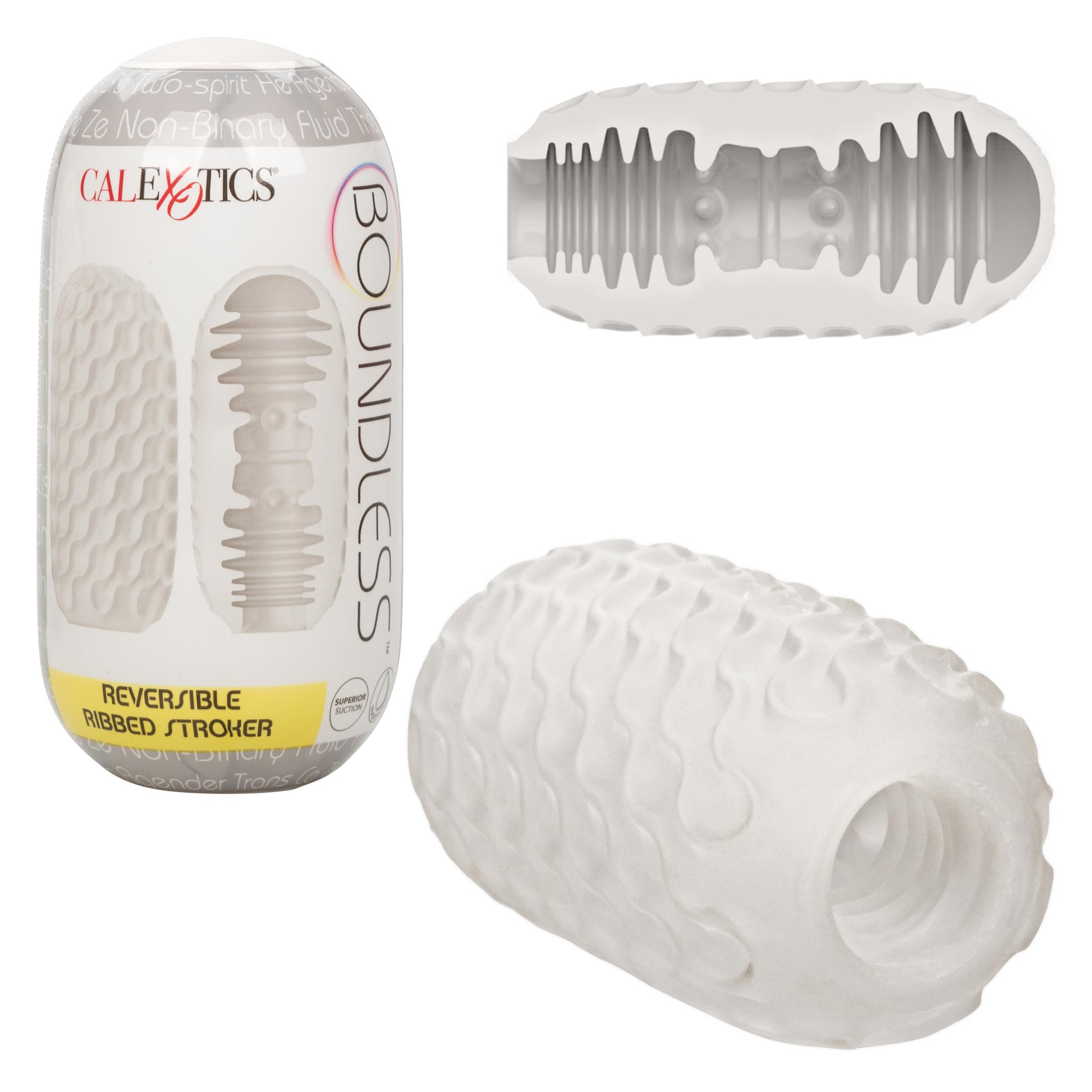 Boundless Reversible Ribbed Stroker - Clear - Not Very Vanilla