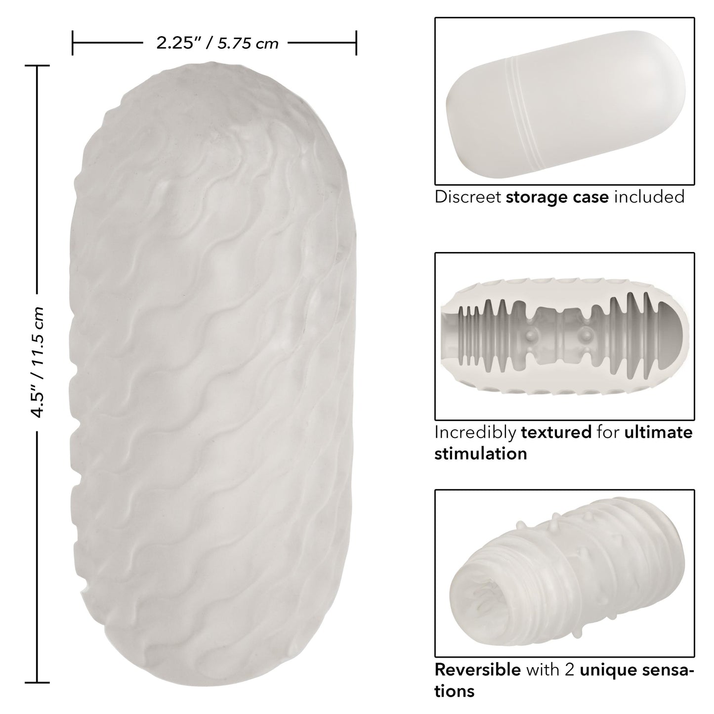 Boundless Reversible Ribbed Stroker - Clear - Not Very Vanilla