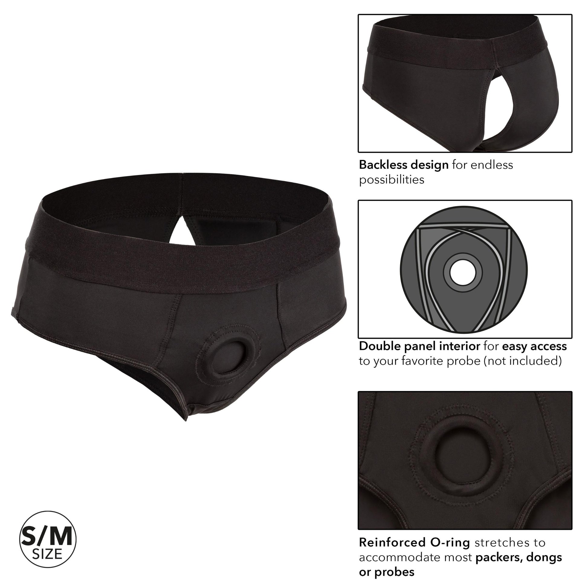 Boundless Backless Brief - S/m - Black - Not Very Vanilla