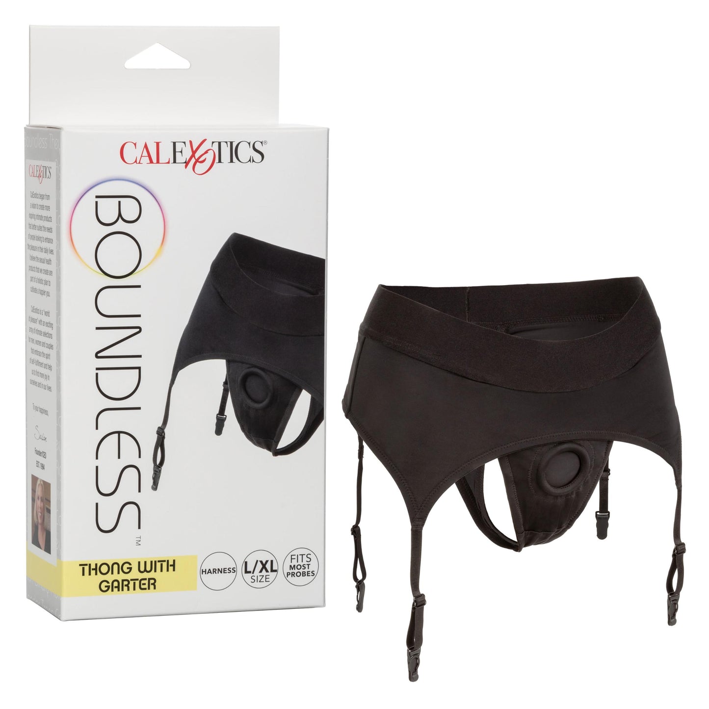 Boundless Thong With Garter - L/xl - Black - Not Very Vanilla