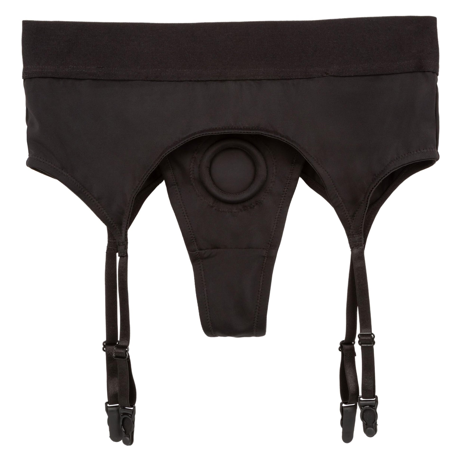 Boundless Thong With Garter - L/xl - Black - Not Very Vanilla