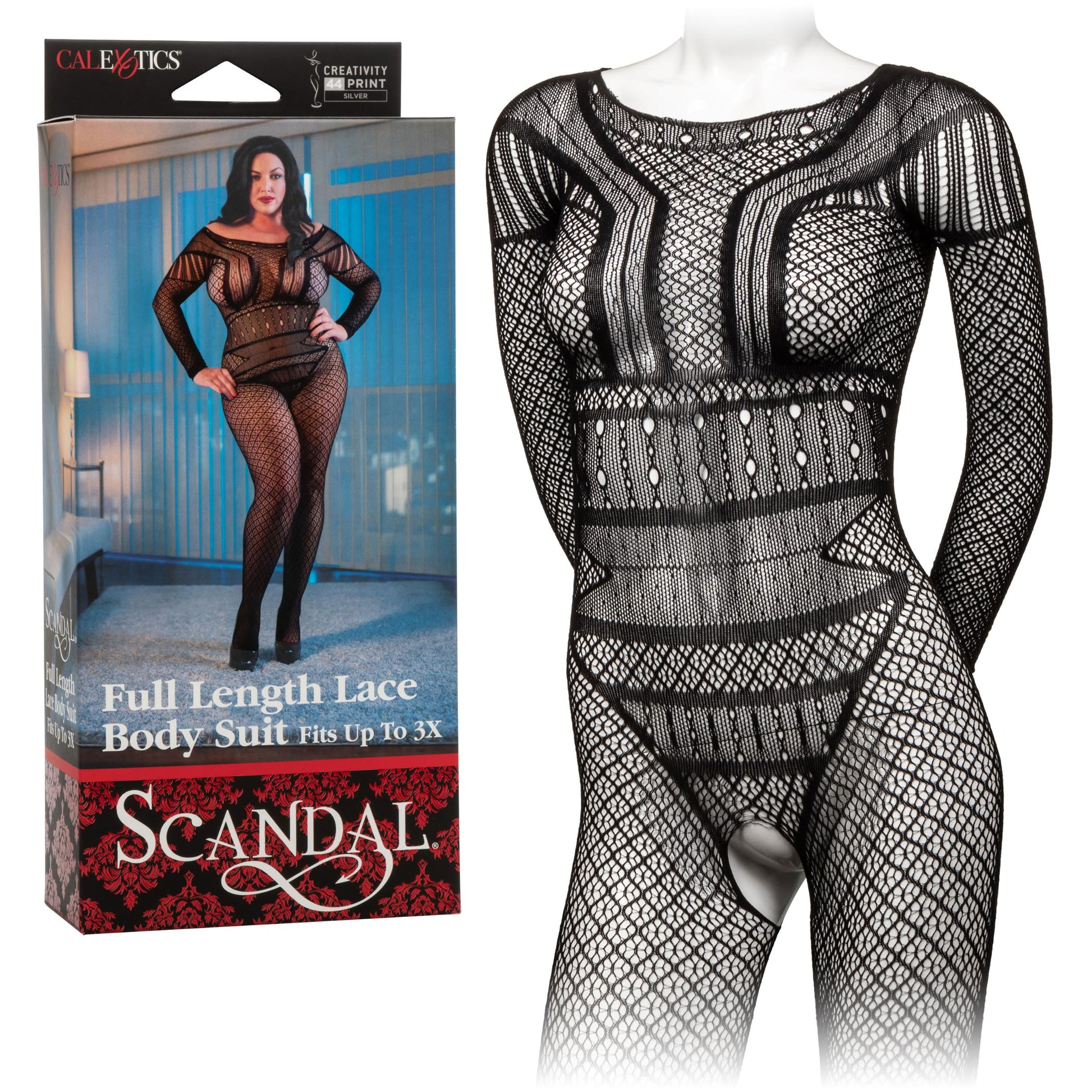 Scandal Plus Size Full Length Lace Body Suit - Plus Size - Black - Not Very Vanilla