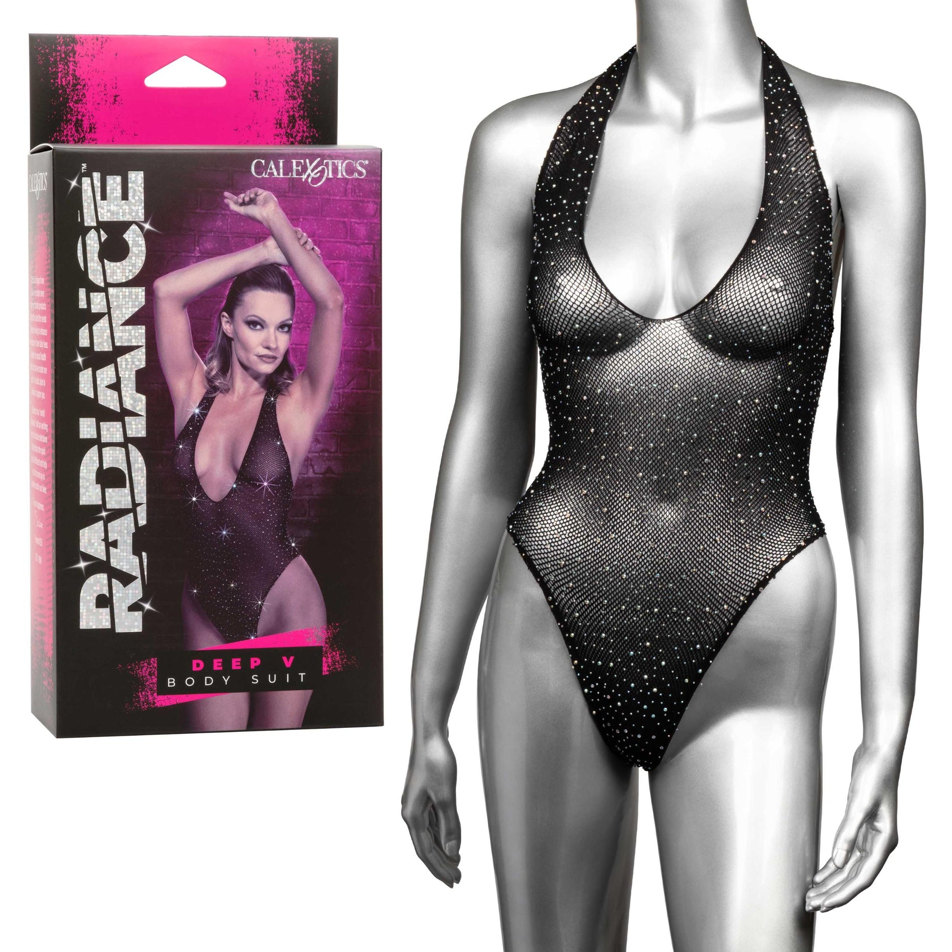 Radiance Deep v Body Suit - One Size - Black - Not Very Vanilla