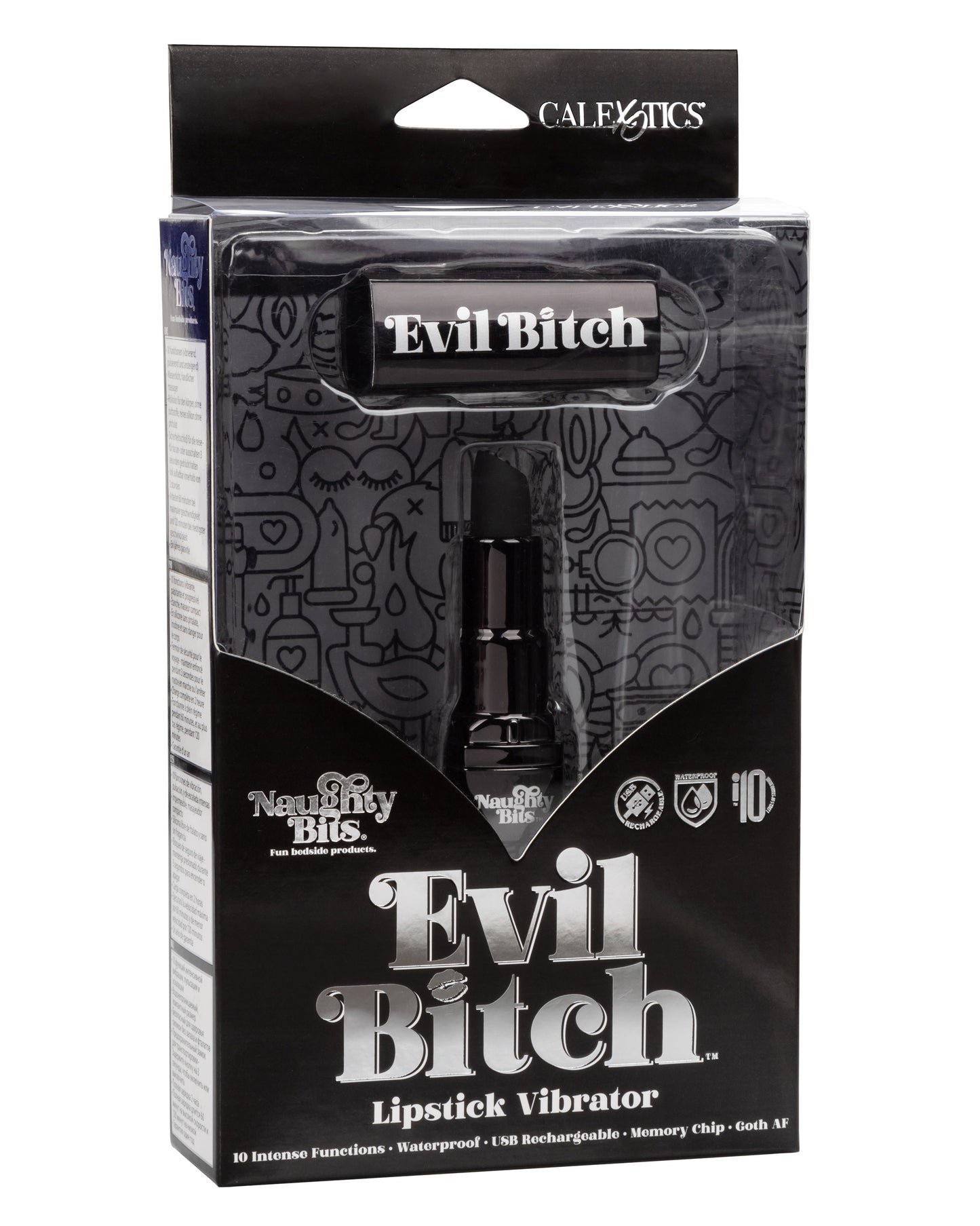 Naughty Bits Evil Bitch Lipstick Vibrator - Black - Not Very Vanilla