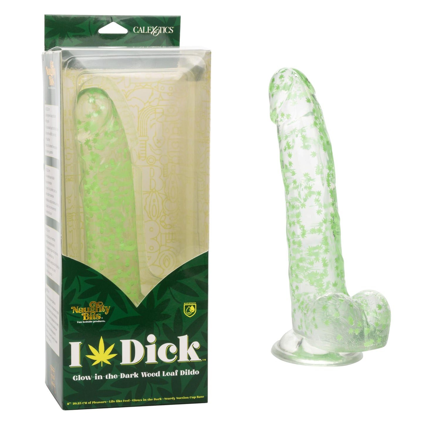 Naughty Bits I Leaf Dick Glow-in-the-Dark Weed Leaf Dildo - Glow in the Dark - Not Very Vanilla