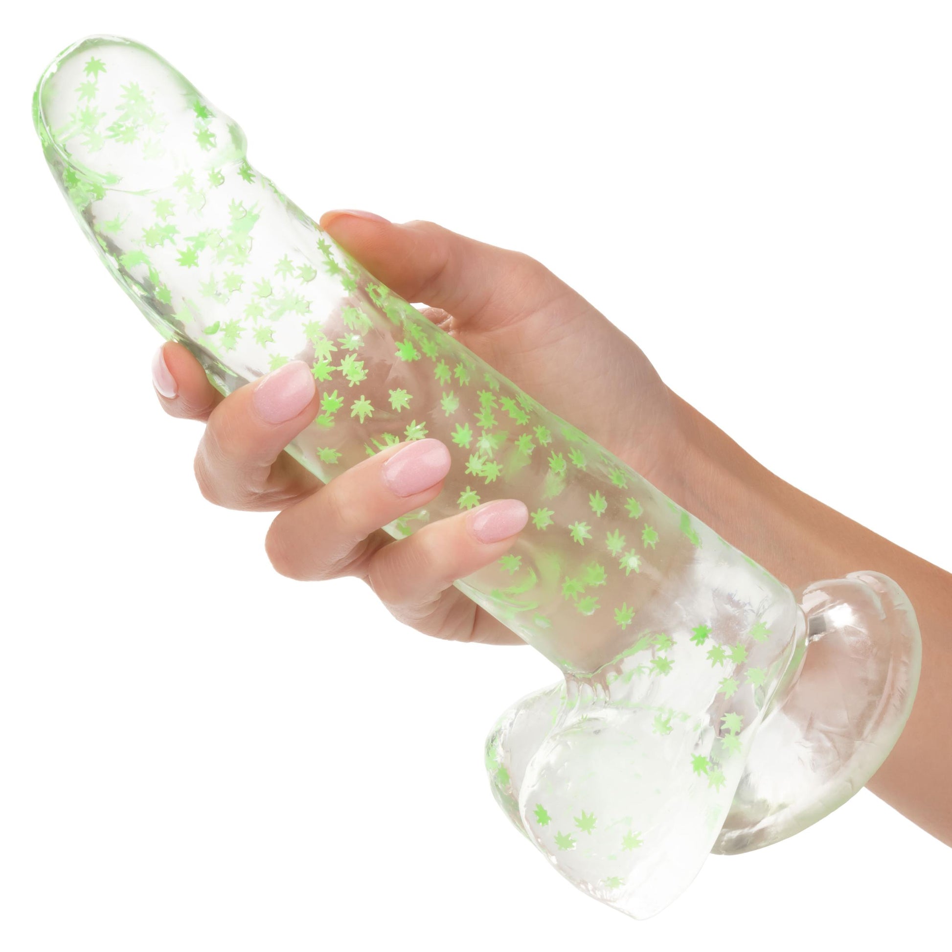 Naughty Bits I Leaf Dick Glow-in-the-Dark Weed Leaf Dildo - Glow in the Dark - Not Very Vanilla