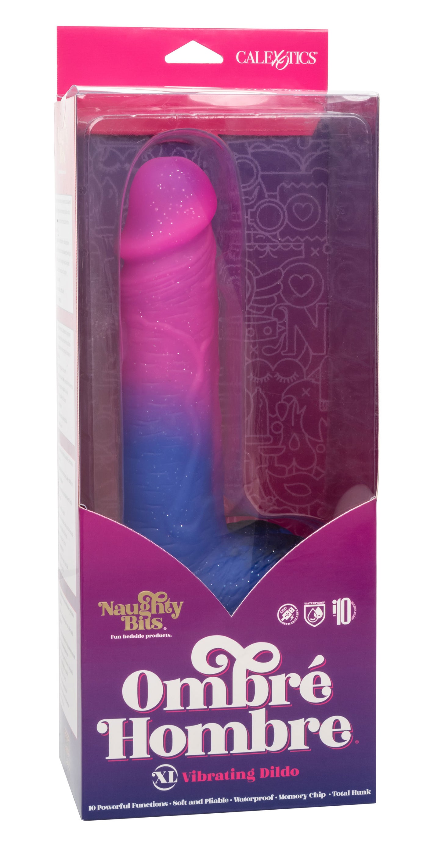 Naughty Bits Ombre Hombre XL Vibrating Dildo - - Pink/purple - Not Very Vanilla