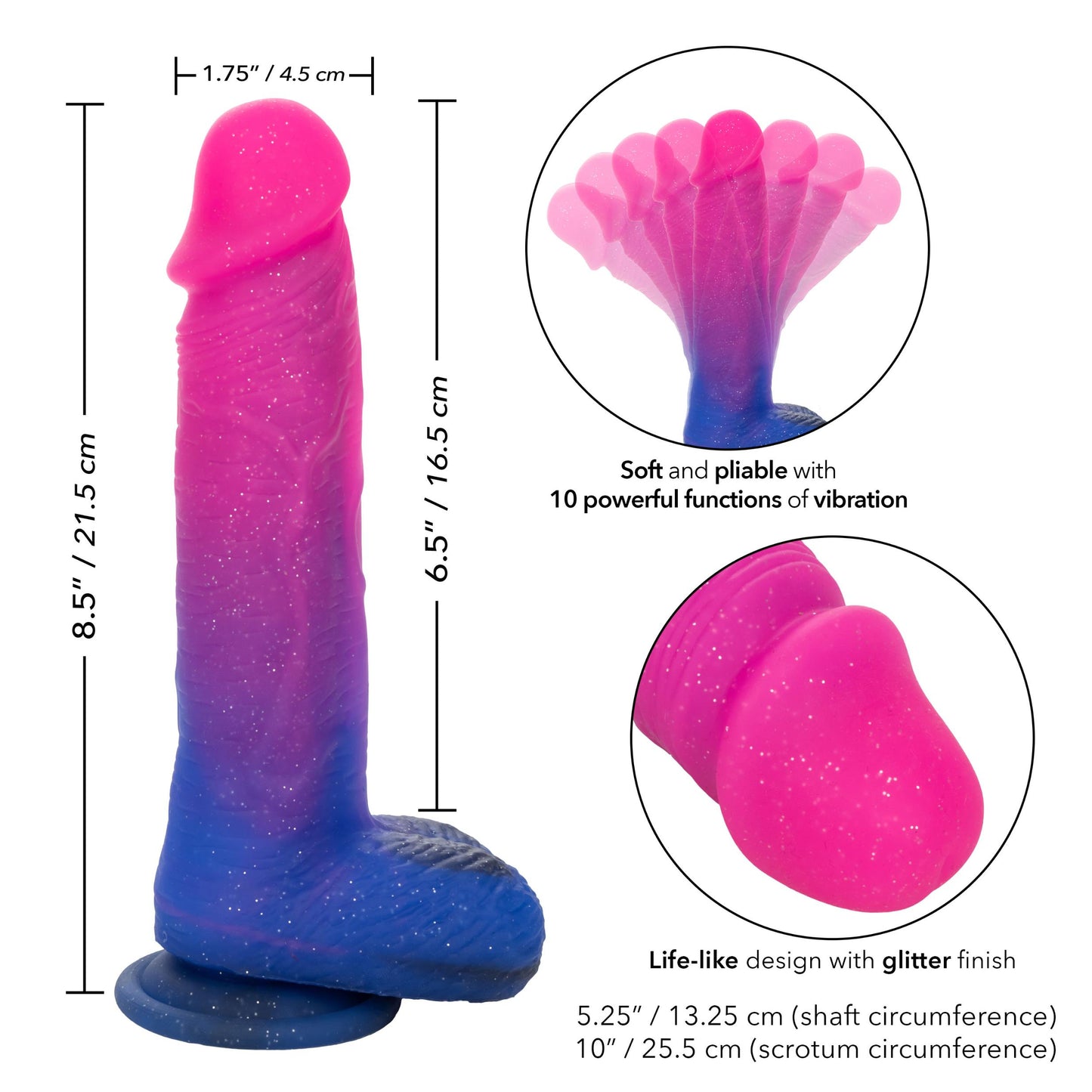 Naughty Bits Ombre Hombre XL Vibrating Dildo - - Pink/purple - Not Very Vanilla