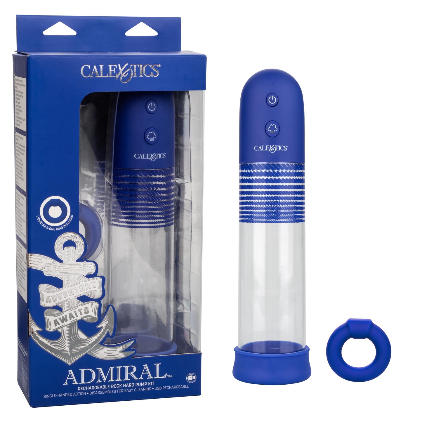 Admiral Rechargeable Rock Hard Pump Kit -Blue - Not Very Vanilla