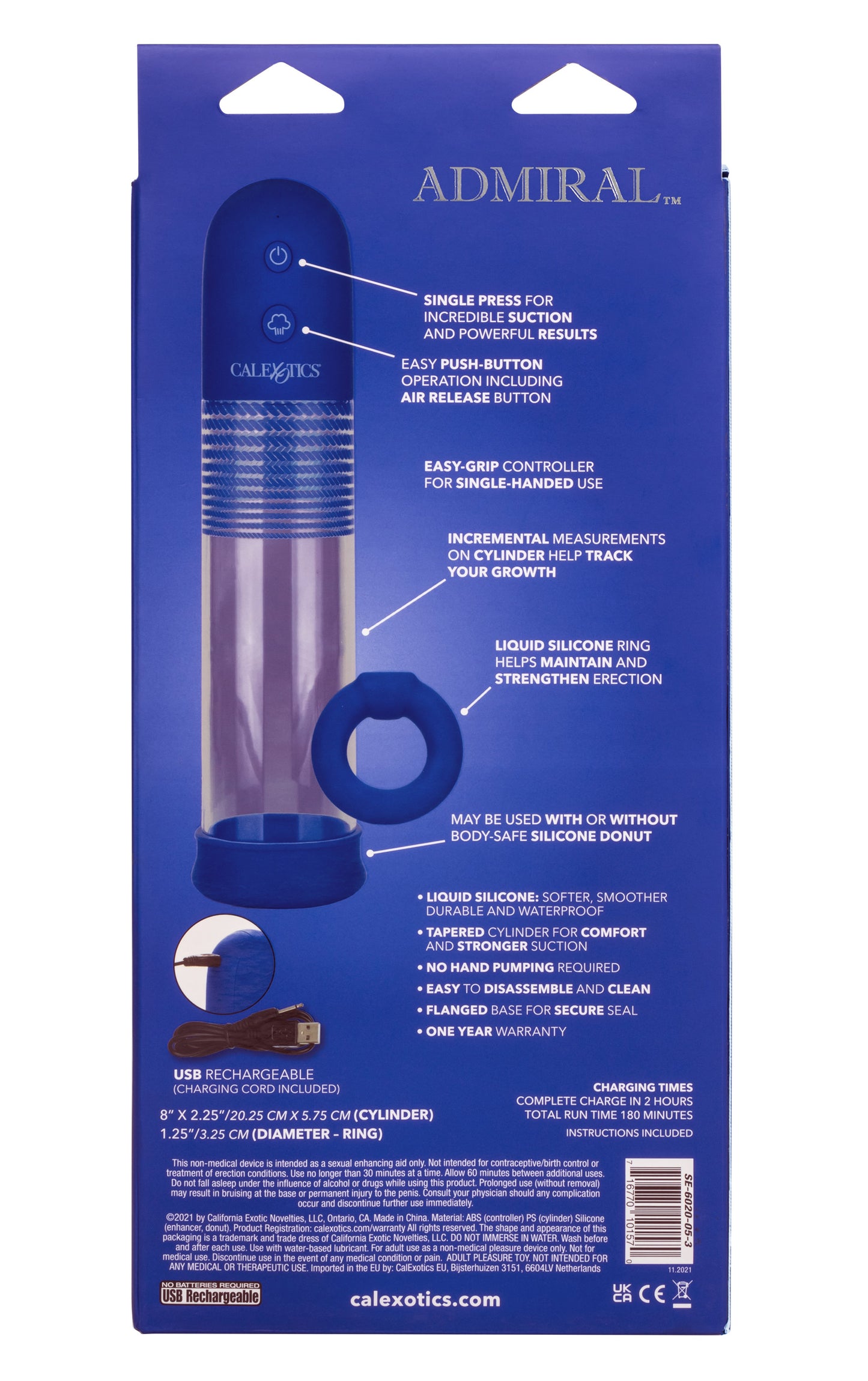 Admiral Rechargeable Rock Hard Pump Kit -Blue - Not Very Vanilla