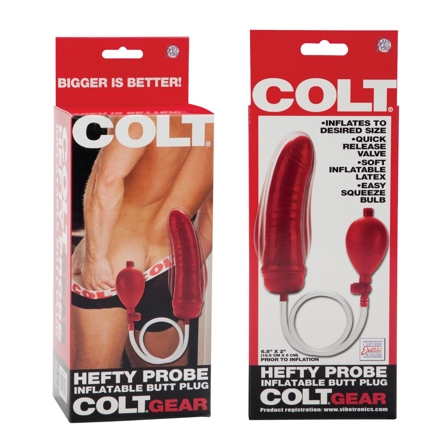 Colt Hefty Probe Inflatable Butt Plug - Red - Not Very Vanilla