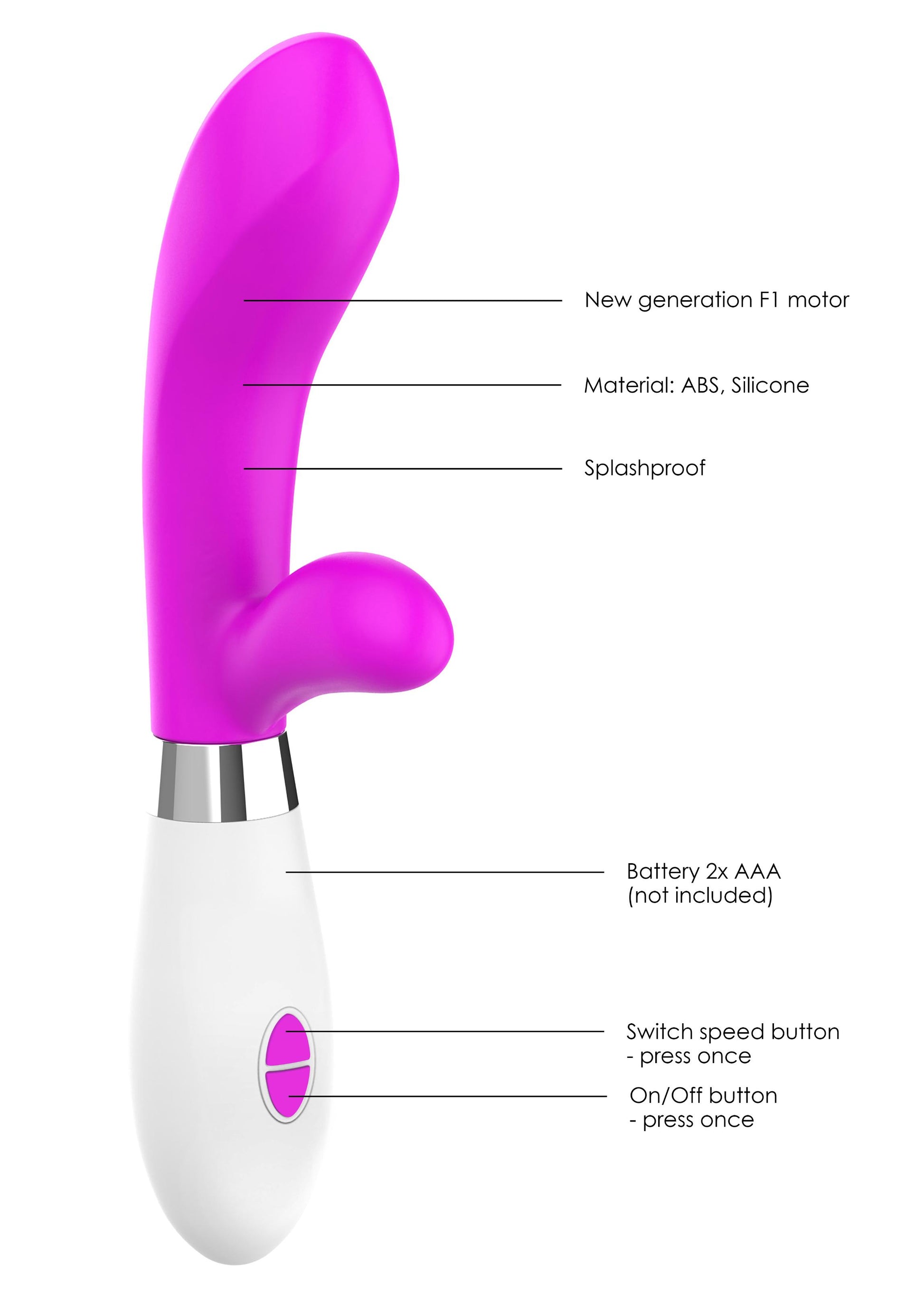 Achilles - Ultra Soft Silicone - 10 Speeds - Fuchsia - Not Very Vanilla