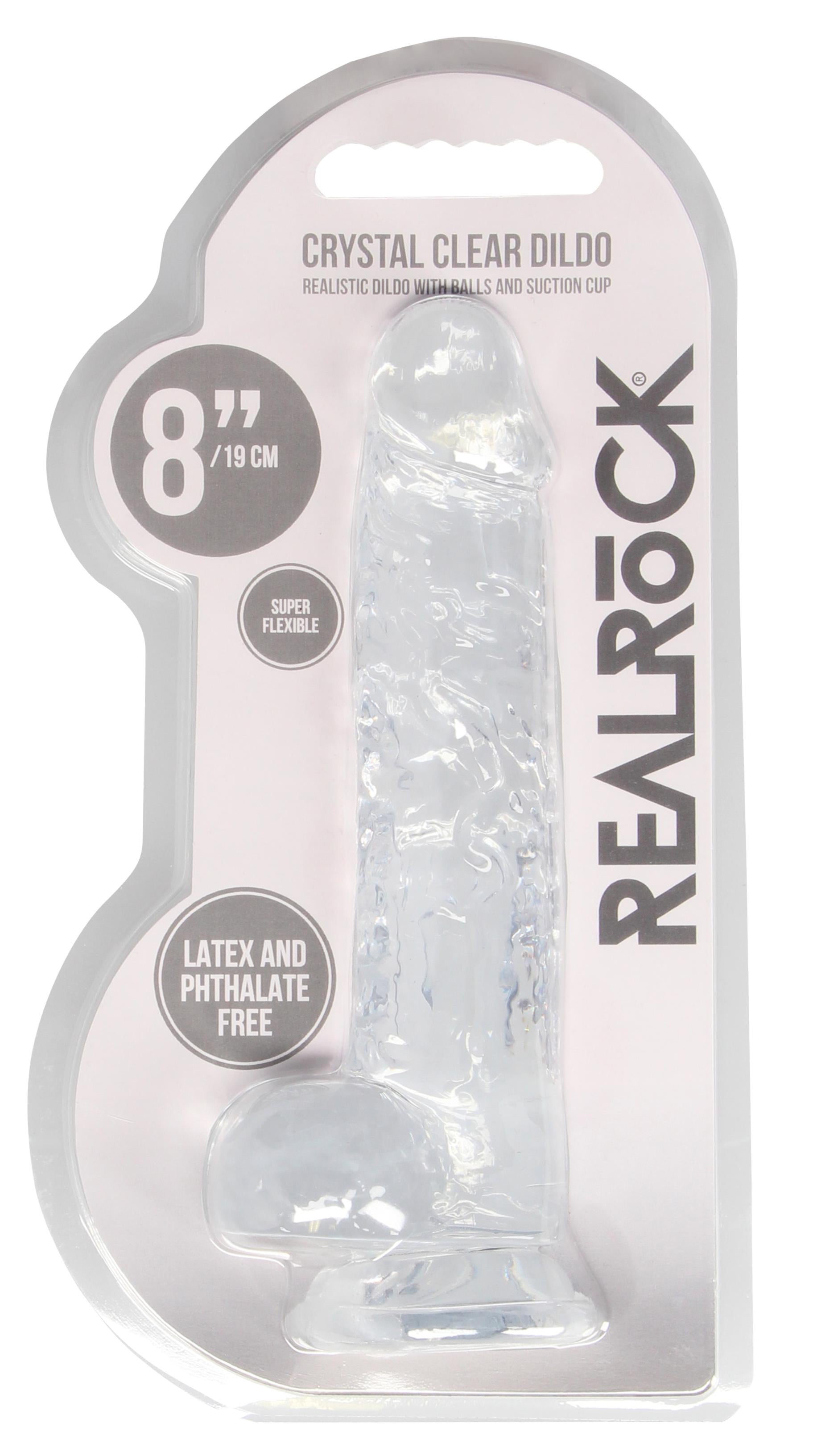 8 Inch Realistic Dildo With Balls - Translucent - Not Very Vanilla