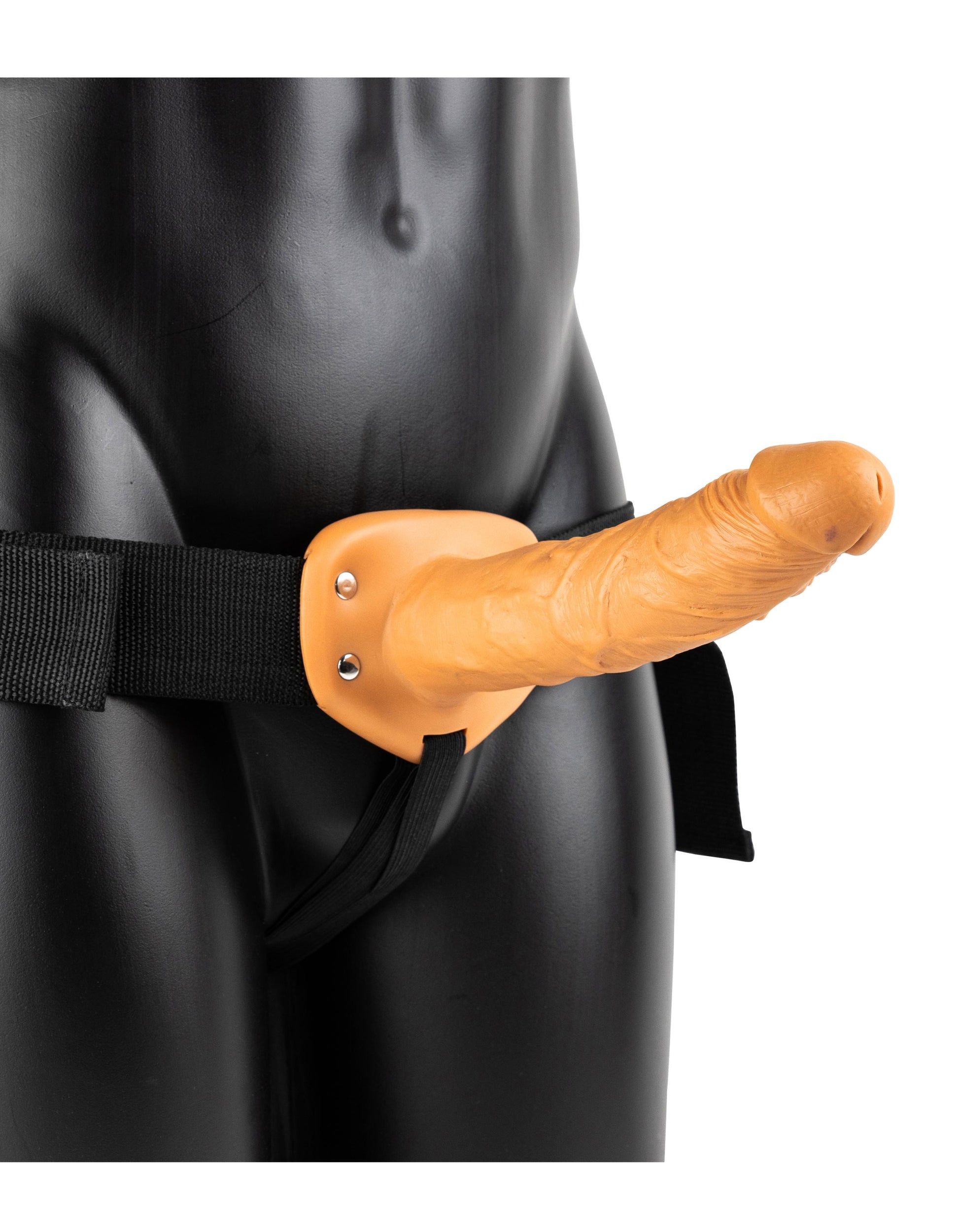 Vibrating Hollow Strap-on No Balls 8 Inch - Tan - Not Very Vanilla