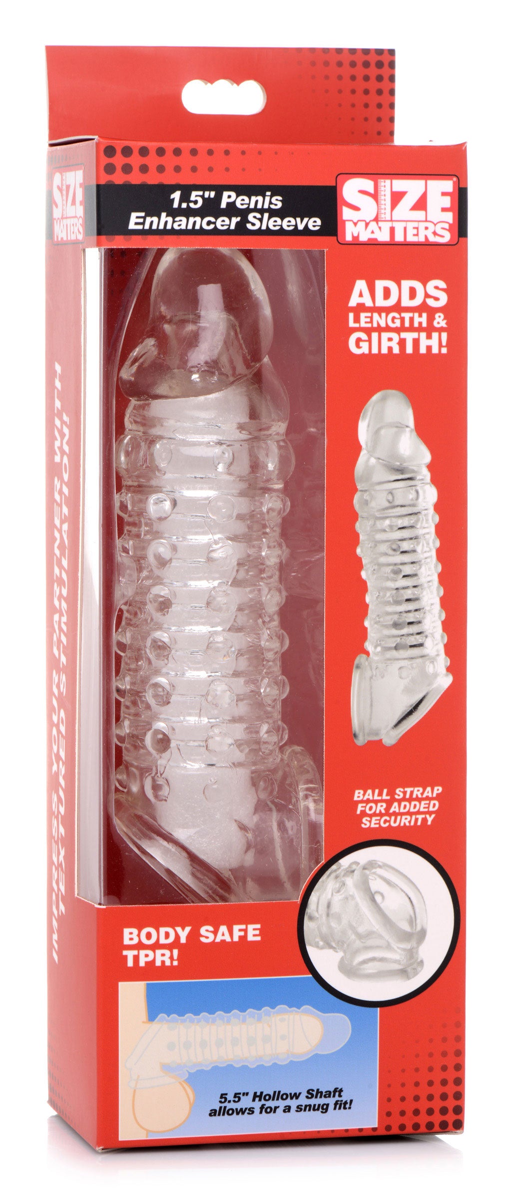 1.5 Inch Penis Enhancer Sleeve - Clear - Not Very Vanilla