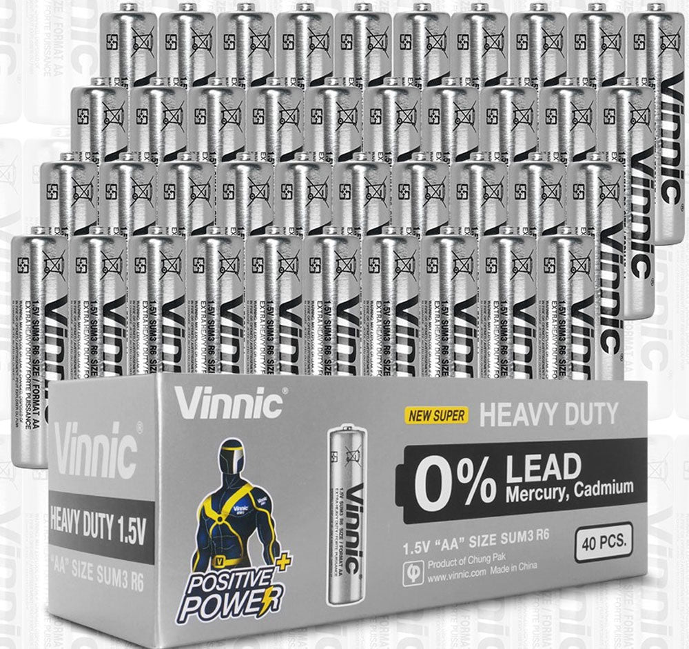 Vinnic Super Heavy Duty AA Batteries - 40 Count Box - Not Very Vanilla