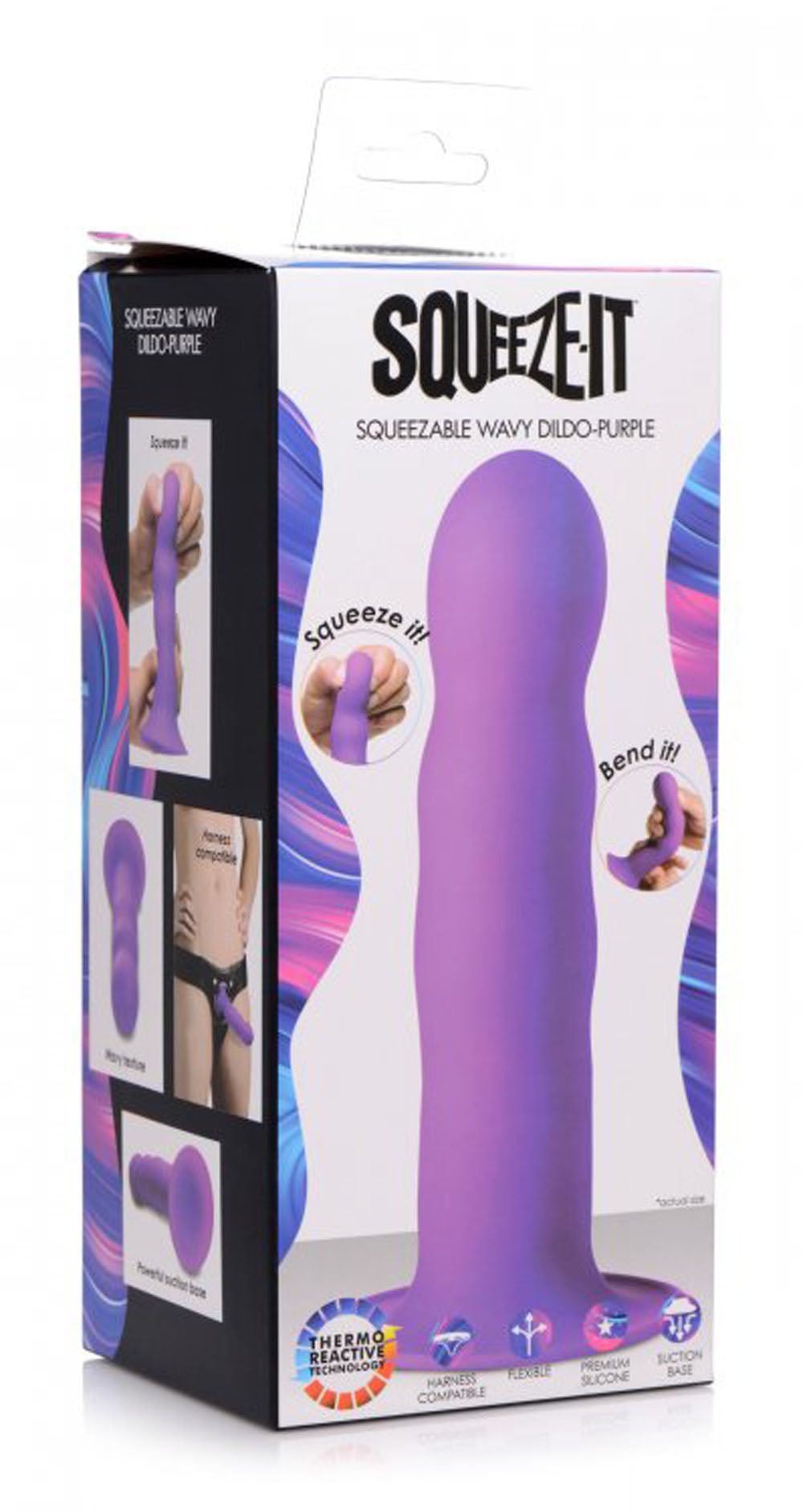 Squeeze It Squeezable Wavy Dildo - Purple - Not Very Vanilla