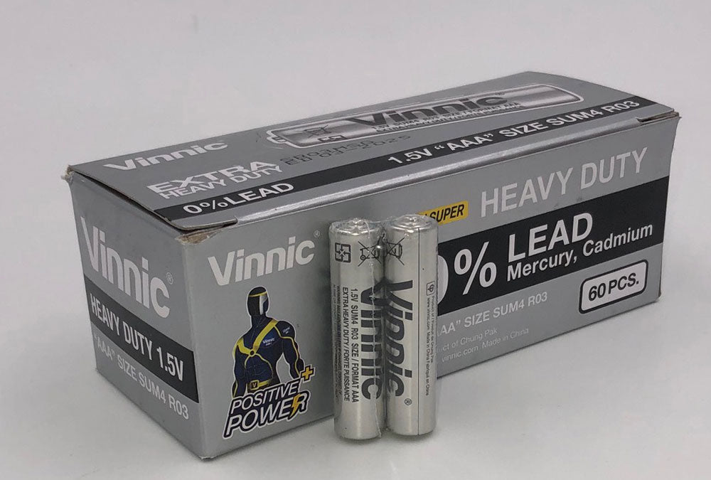 Vinnic Super Heavy Duty AAA Batteries - 2 Pc./ Shrink Pk. - 60 Pcs. Box - Not Very Vanilla