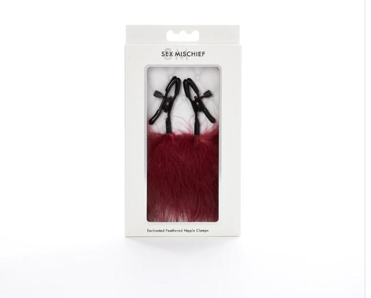 Sex and Mischief Enchanted Feather Nipple Clamps - Burgundy - Not Very Vanilla