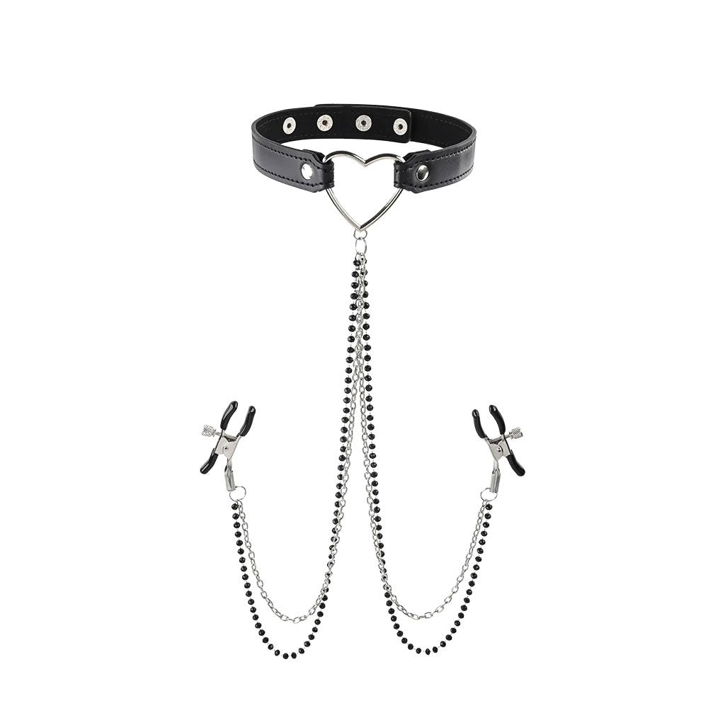 Amor Collar With Nipple Clamps - Black - Not Very Vanilla