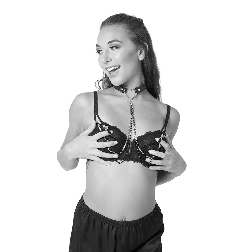 Amor Collar With Nipple Clamps - Black - Not Very Vanilla