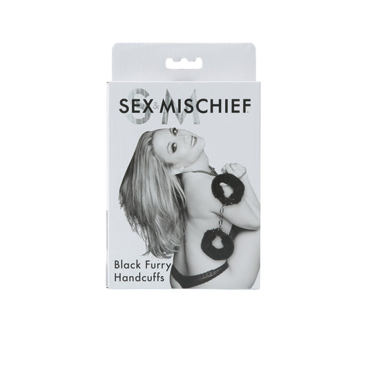 Sex and Mischief Furry Handcuffs - Black - Not Very Vanilla