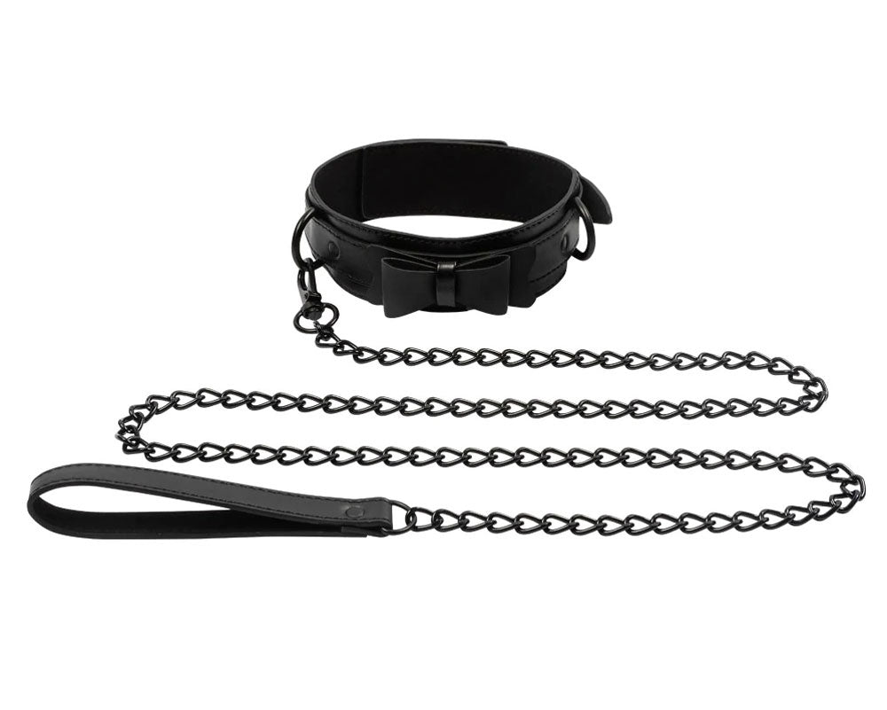 Bow Tie Collar & Leash - Black - Not Very Vanilla