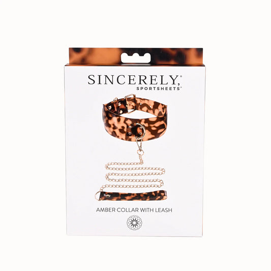 Sincerely Amber Collar With Leash - Not Very Vanilla