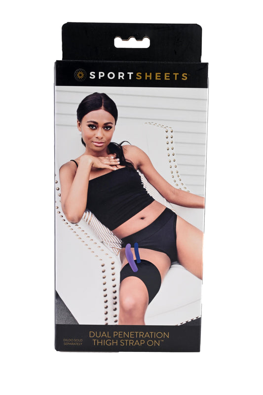 Sportsheets Dual Penetration Thigh Strap on - Black - Not Very Vanilla