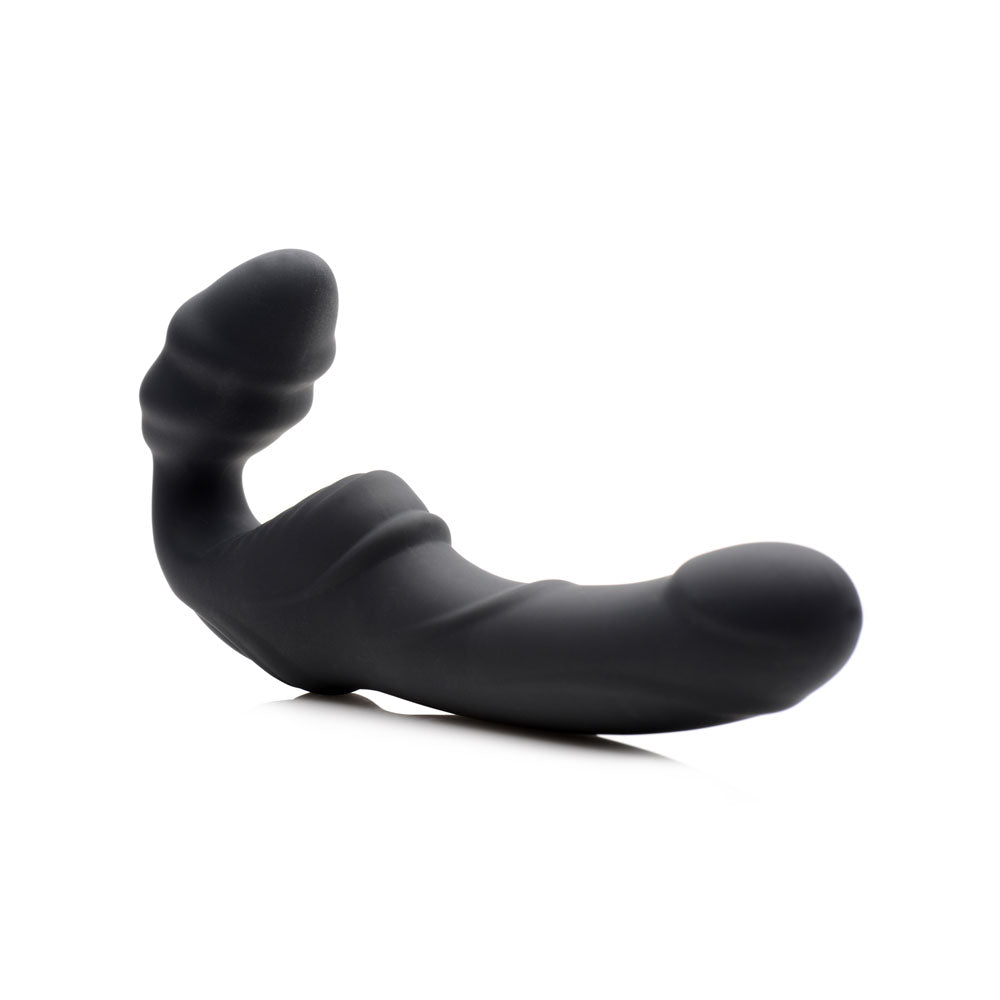 Slim Rider Ribbed Vibrating Silicone Strapless Strap-On - Not Very Vanilla