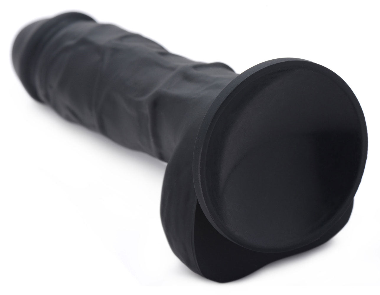 Power Pecker 7 Inch Silicone Dildo With Balls - Black - Not Very Vanilla